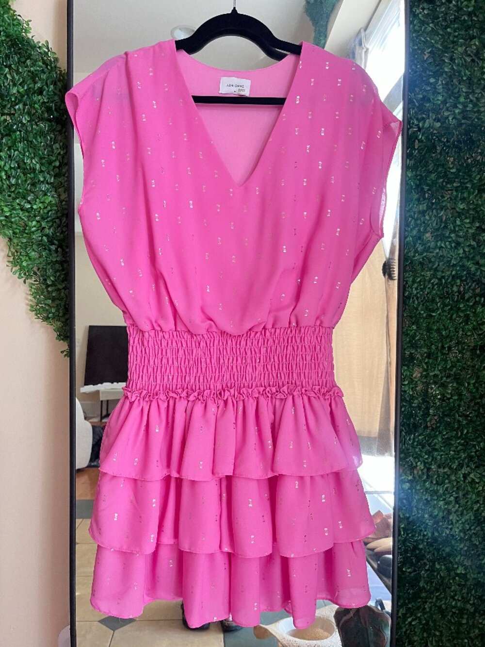 Adrienne Pink & Silver Tiered Mini Dress